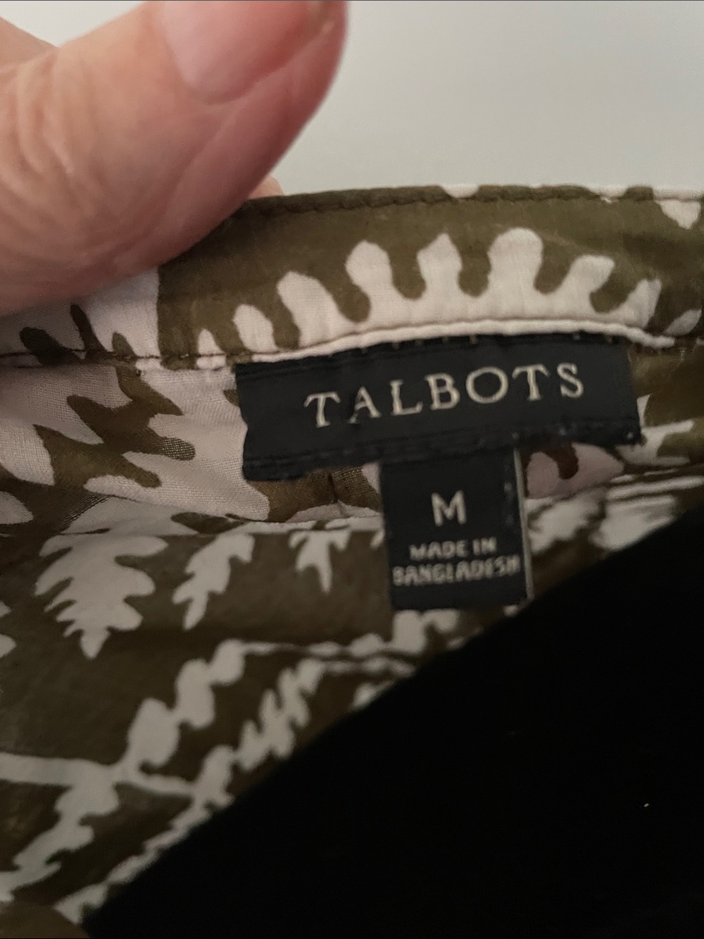 Talbots Olive and White Fern-Print Sleeveless Tank - Picture 7 of 7